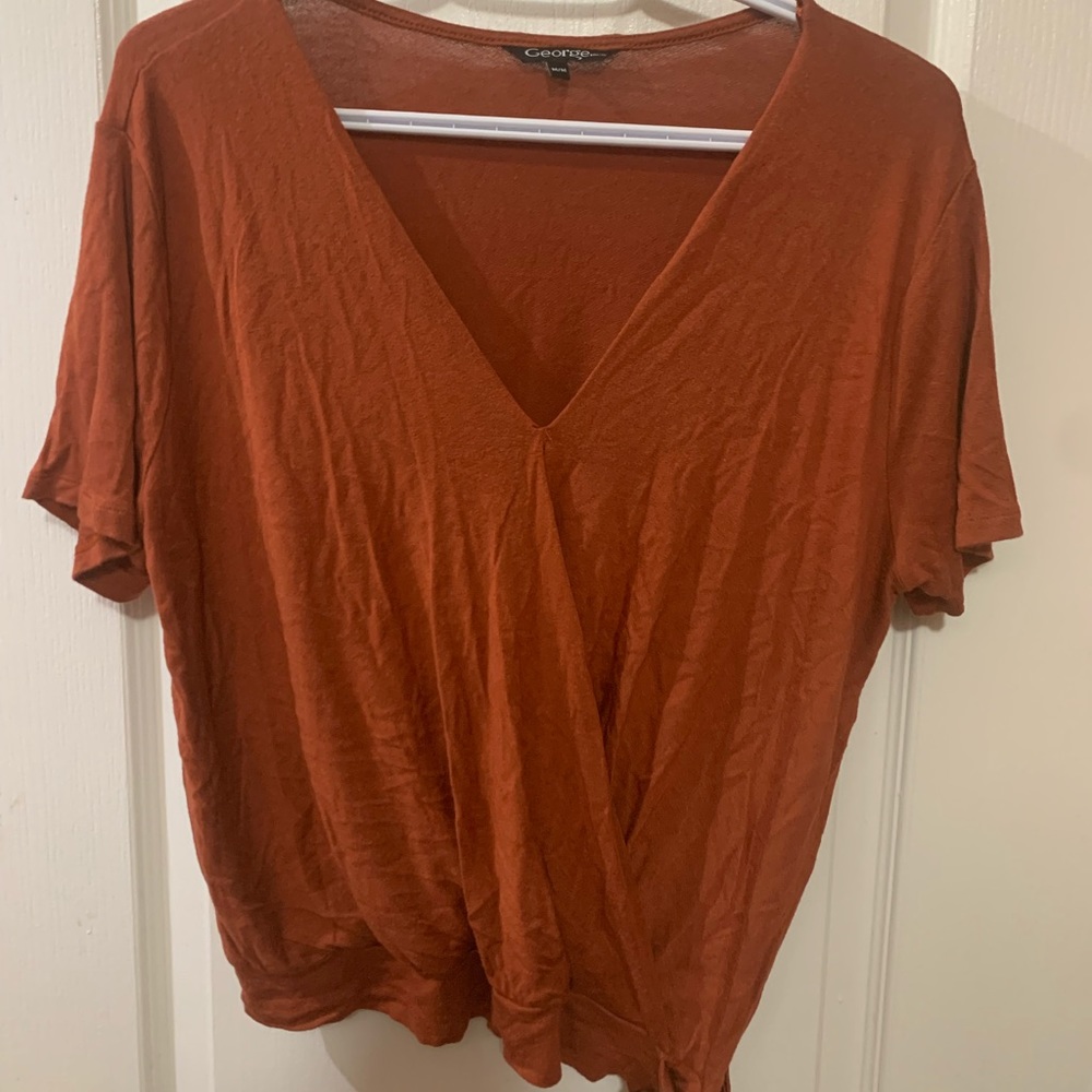 George Dark Orange Wrap Top (Medium)